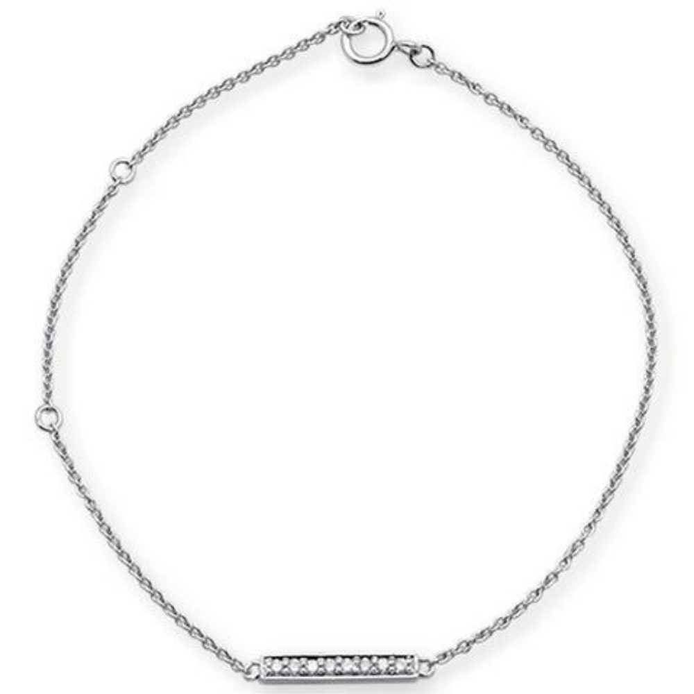 .09ct 14kt white gold diamond trendy bar bracelet